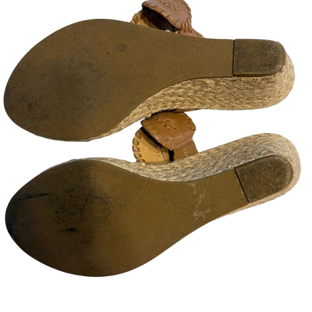 Jack Rogers Shelby Espadrille Wedge Slide Sandals Jute Leather Tan Brown Sz 8.5 - Picture 7 of 8